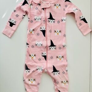 Hanna Andersson Organic Cotton Pink Cat Halloween Zip Pajamas